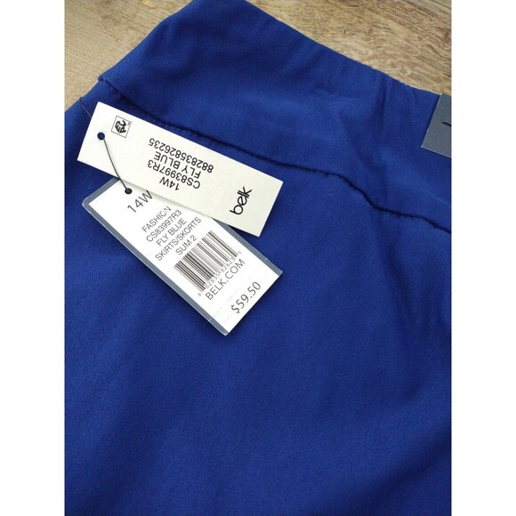 Crown & Ivy Royal‎ Blue New Double Scalloped Hem Blue stretch pull-on Skort 14W - Picture 7 of 11